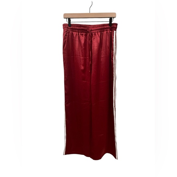Mimosa Boutique Satin Track Pants Maroon Red‎ Crimson NWT Large - Picture 2 of 9